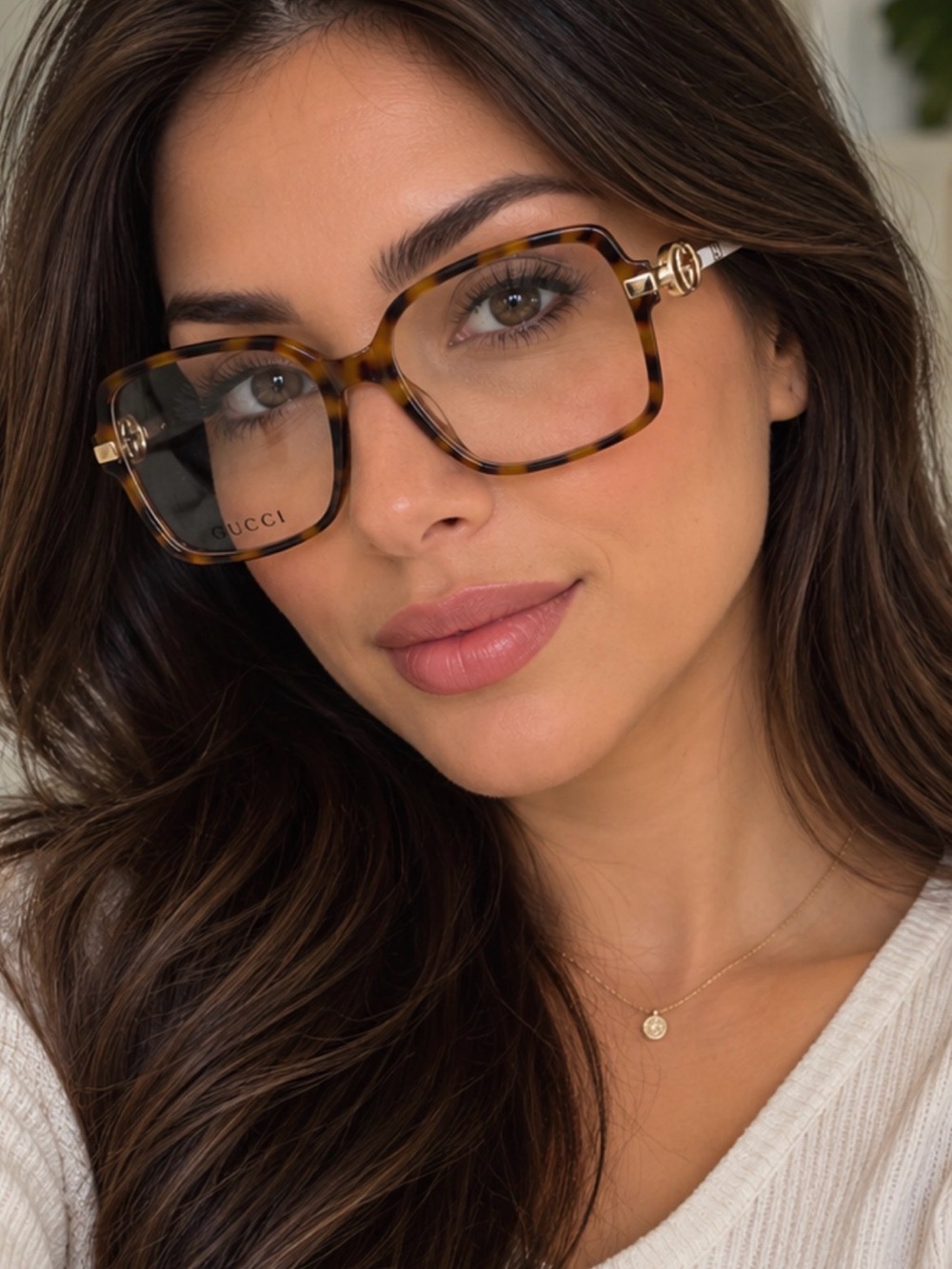 Gucci Tortoiseshell Square Optical Glasses with Gold Accents